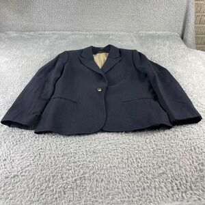 Harve Benard Womens Pinstripe Blazer Jacket Navy Blue Size 14